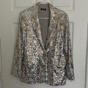 Miss Me Silver and Gold Sequin Blazer nwot (7)